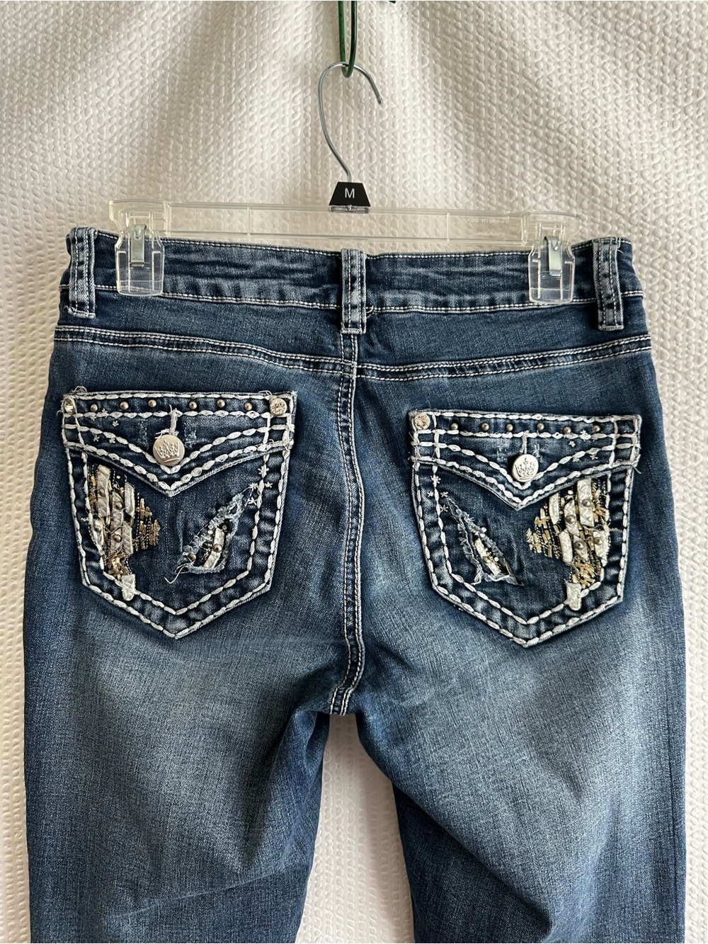 Rebel & Soul Skinny Jeans Women’s Size 6 Blue Embellished Pocket Stretch Denim